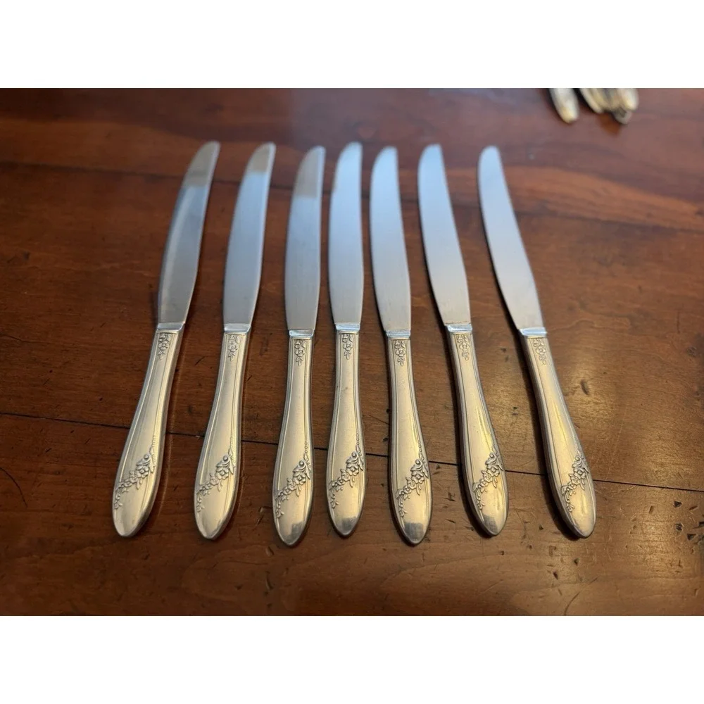 Vtg Oneida Tudor Plate Queen Bess II Silverplate Flatware 43 Piece Service for 6